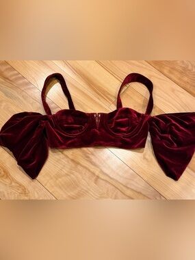 House of CB Velvet Burgundy Bustier Crop Top